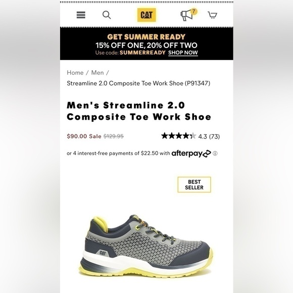 Men’s Work Shoe CAT Caterpillar Streamline 2.0 Composite Toe Men’s Size-9 NWT - Picture 11 of 11